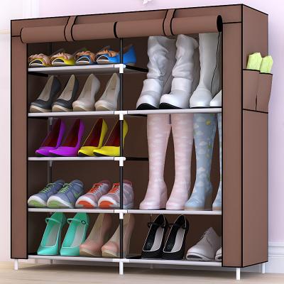 China Easy Assembled Convertible Multiple Plastic Shoe Shelf Steel Pipe Parts Layers Storage Organizer Rack Living Room Furniture Shoe Rack for sale