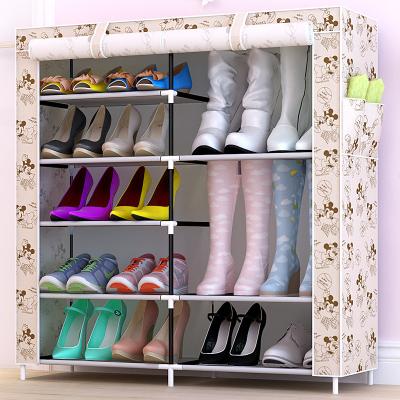 China Large Capacity Shoe Storage Cabinet Convertible Double Rows 9 Grid Shoe Organizer Rack DIY Dustproof Shoe Shelves for sale