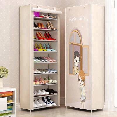 China 10 Tiers Non-Woven Fabric Storage Shoe Rack Holder Door Shoe Organizer Shelf DIY Convertible Home Furniture for sale