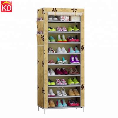 China Convertible 10 layers cheap waterproof shoe rack/waterproof shoe cabinet/steel shoe rack waterproof fabric for sale