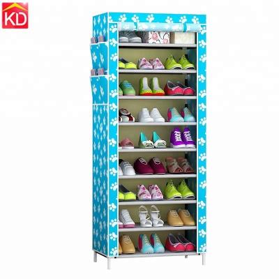 China Single Convertible Furniture Waterproof 10 Layers Metal Assembled Portable Shoe Rack for sale