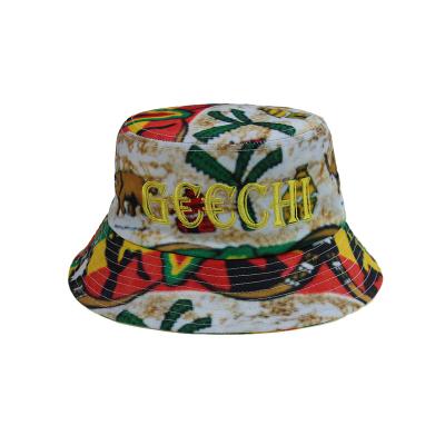 China Character Custom Embroidery Sublimated 100% Cotton Fisherman Bucket Hats Hats With Logo for sale