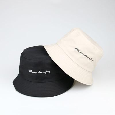 China Picture Embroidery Washed Denim Style Bucket Hats Kids Hat Caps for sale