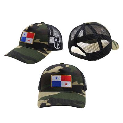 China JOINT Fashion Classic Custom Design Your Own 3D Embroidery Logo 5 Panel Camouflage Mesh Trucker Hat Caps for sale