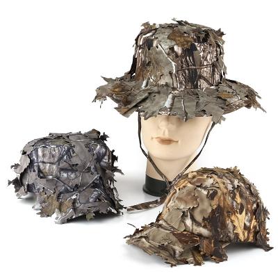 China Four Seasons Custom Jungle Fishing Hunting Climbing Leaves Pattern Camouflage Bucket Hat Camouflage Military Tactical Baseball Caps for sale