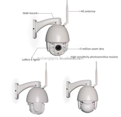 China Outdoor Residential WiFi 1080P HD 3G 4G SIM Card PTZ Camera Solar Power Dome 5X CCTV Video Security Cam for sale