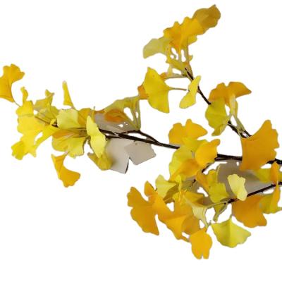 China Decor Plastic Wedding Artificial Ginkgo Branch Leaves For Garden Ornaments for sale