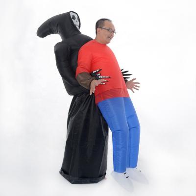 China Wholesale Funny Halloween Cosplay Adult Inflatable Black Costume Factory Inflatable Ghost Costume for sale