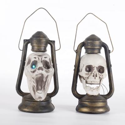 China Halloween Disposable Eco-friendly Decoration Portable Plastic Lantern Ghost Head Lamp for sale