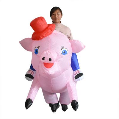 China Funny Hot Selling Inflatable Cosplay Dress Up Dress Explosion Suit Pink Pig Halloween Party Inflatable Costume for sale