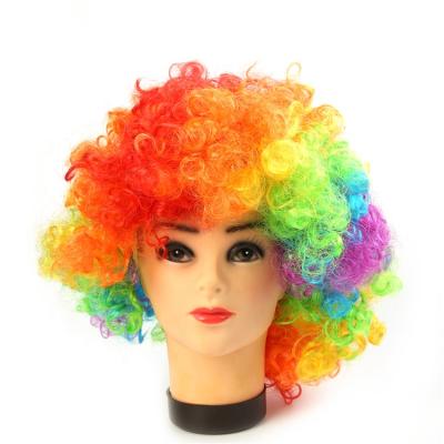 China Chirstmas Decor Clown Wigs Economy Rainbow Carnival Clown Wig for sale