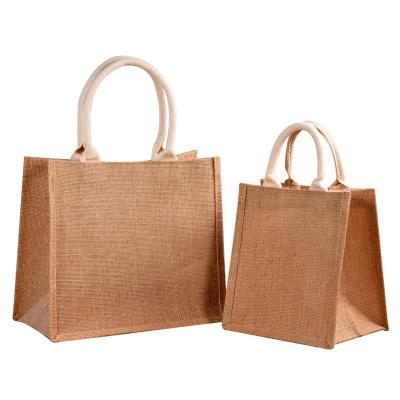 China Eco-Friendly Tote Grocery Eco Friendly Recyclable Custom Foldable Gift Handle Jute Shopping Bag for sale