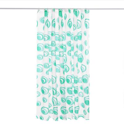 China Sustainable Green Circle Pattern Thickened Ball Type Hotel Bathroom Curtain Waterproof PEVA Shower Curtain Fabric for sale