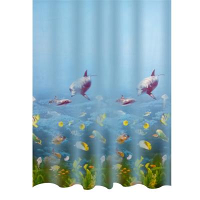 China New Arrival Shower Curtain Set Hook Hole Shower Curtain Ocean Free World Waterproof Bathroom PEVA Divider Curtain for sale