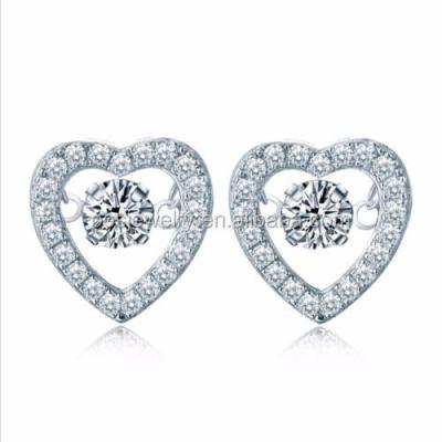 China Silver PED fine jewelry! Dance Diamond Halo Style Heart Earrings (PES9-1490) for sale