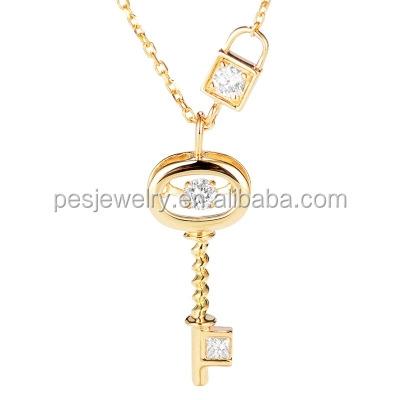 China PED Silver Fashion Jewelry! Dance Diamond Accent Key and Dangle Necklace (PES100-335) for sale