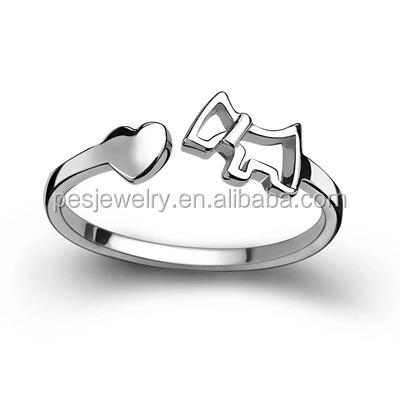 China CLASSIC EXPLOSION SIEGE fashion jewelry! 925 Sterling Silver Puppy Dog Hear Love Free Size Open Ring for sale