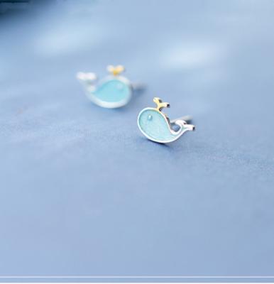 China Cute PED fashion jewelry! Sweet Mini Sea Ocean Blue Whale Fresh Cute Fish Stud Earrings (PES9-1622) for sale