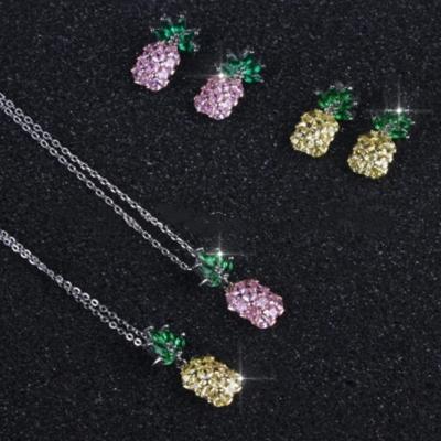 China Cute PED fashion jewelry! Multicolor Pineapple CZ Pendant Necklace (PES3-1515) for sale