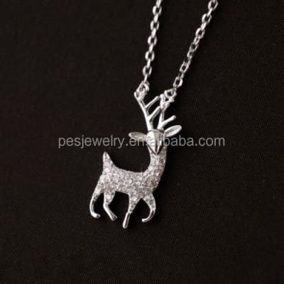 China PED fine jewelry cute! Bling CZ Glitter Deer Animal Pendant Necklace for sale