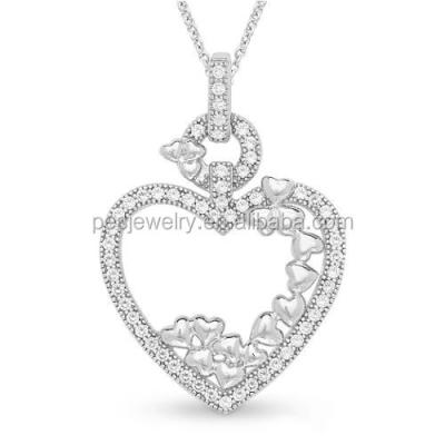 China CLASSIC EXPLOSION SIEGE fashion jewelry! Heart Charm Micro-pave CZ Crystal Pendant and Chain Necklace for sale