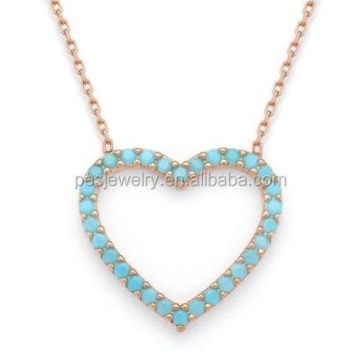 China Silver PED fine jewelry! La CZ nanoe Crystal Heart Pendant Love Charm and Chain Necklace (PES100-332) for sale