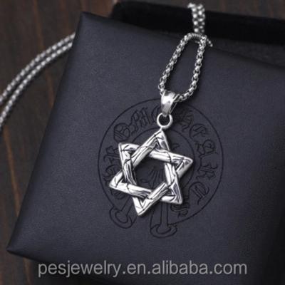 China Vintage PED Jewish Jewelry! Vintage Engrave Star Line of David Men's Symbolic Amulet Pendant Necklace (PES3-1273) for sale