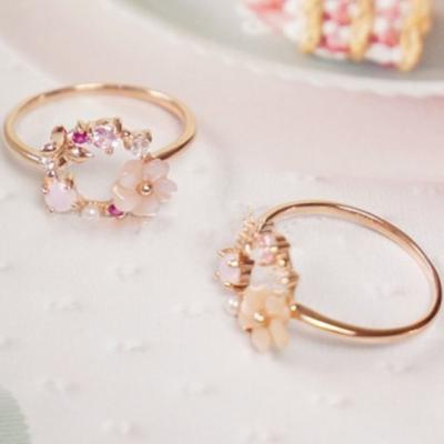 China POTENTIAL TRENDY fashion jewelry! Japanese Pearl Shell Flower Butterfly Ring Women (PES6-2005) by Design CZ for sale