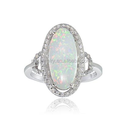 China POTENTIAL TRENDY fashion jewelry! Opal Cubic Zirconia Oval Ring white/natural blue for sale