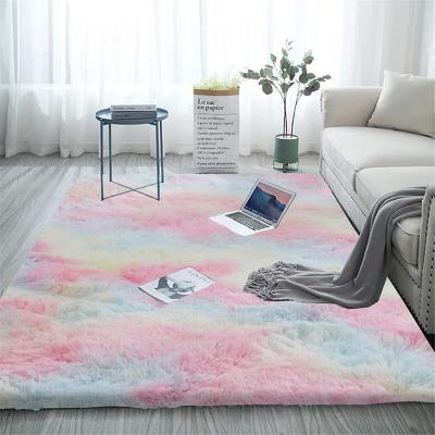 China Washable Ultra Soft Luxury Living Room Long Knot Dyed Hair Shaggy Floor Mats for sale