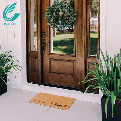 China Washable PVC Anti Slip Backing Natural Brown Printed Front Coir Door Mat for sale