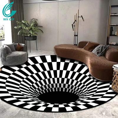 China Custom Large Size Illusion Washable Living Vortex Blanket Trippy 3d Blanket For Home Decor for sale