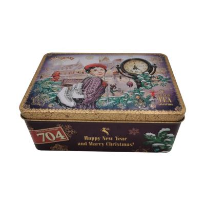 China Food Custom Design High Level Cute Colorful Printing Rectangle Metal Tin Handle Lunch Tin Box For Food for sale