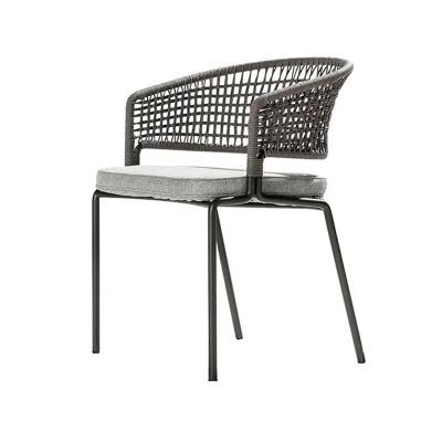 China Hot Selling MANDELA Modern Outdoor Furniture Modern Rice White Fabric Rope Woven Dining Chair for sale