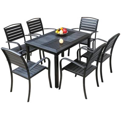 China MANDELA Uplion Yard Cafe Milk Tea Shop Modern Outdoor Garden Antiseptic Plastic Wood Tables and Chairs for sale