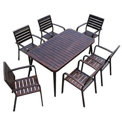 China MANDELA modern outdoor furniture modern restaurant metal table aluminum outdoor dining 6 chairs for sale