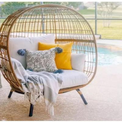 China Modern Outdoor Patio Furniture Folding Bed Wicker Hanging Sofa Garden Daybed With Cushion for sale