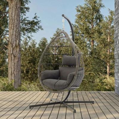 China Hot Sale Modern Outdoor Patio MANDELA Rattan Swing Egg Hanging Chair with Rack Wicker Hanging Chair for sale