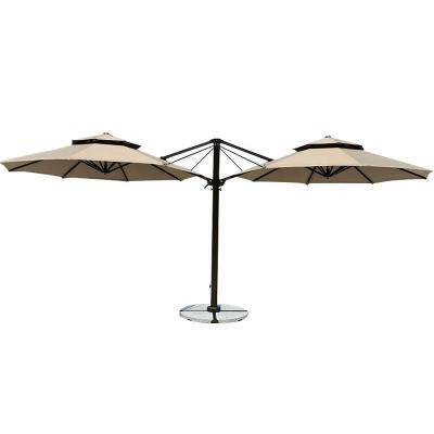 China 360 Degree Rotation Cantilever Double Offset Patio Umbrella Modern Aluminum Head Roman Umbrella for sale