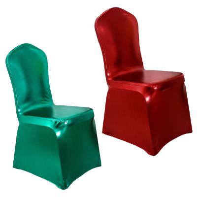 China Shiny Red Green Christmas Decoration Supplies Chair Cover for sale