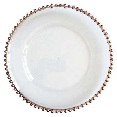 China Disposable Pink Rose Gold Beaded Edge Dinnerware Clear Plastic Trivets for sale