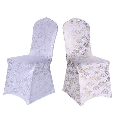 China Elegant Metallic Printed Rose Gold Silver Chair Covers for sale