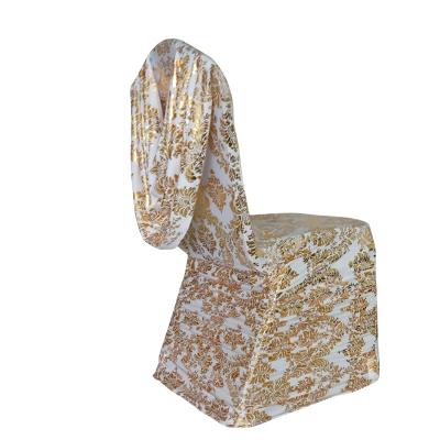 China Spandex Chair Cover Golden Wedding Elegant Decorative Pattern for sale