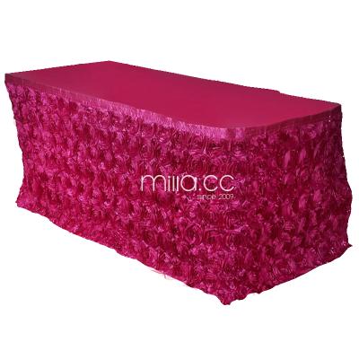 China 2021 Elegant New Design Satin Rosette Rectangle Table Cover Spandex Top Cover Cloth for sale