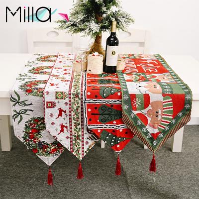 China 2021 New Elegant High Quality Knitted Christmas Tablecloth Table Cloth Table Runner Pattern Christmas Home Decorations for sale