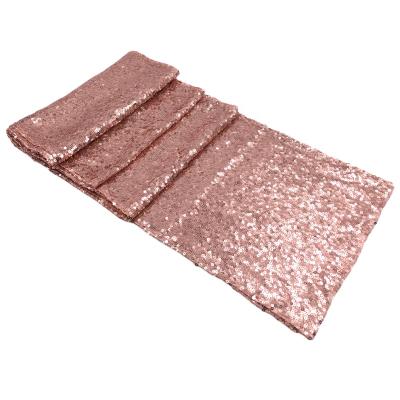 China Glitter Sparkle Glitz Blush Dusty Pink Rose Gold Sequin Table Runner For Wedding for sale