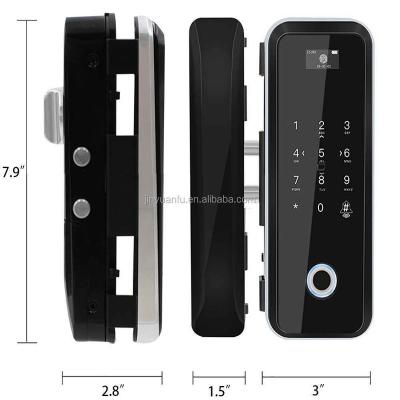 China Thicken Zinc Alloy Digital Fingerprint Biometric Glass To Glass Door Lock for sale