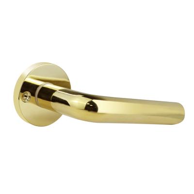 China Simple Shape Zinc Alloy Bedroom Push Pull Door Locks Handles Gold Color for sale