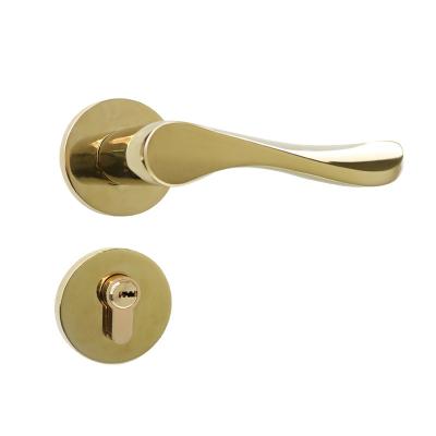 China Zinc Alloy Hot in UK/US Classic Gold Color Style Door Cylinder Handle Lock for Toilet for sale