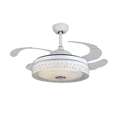 China Surface Mounted 42 Inch Invisible Blade Fan With Remote Control Led Music Ceiling Light European Ceiling Fan Light Colorful Dimming Lamp for sale